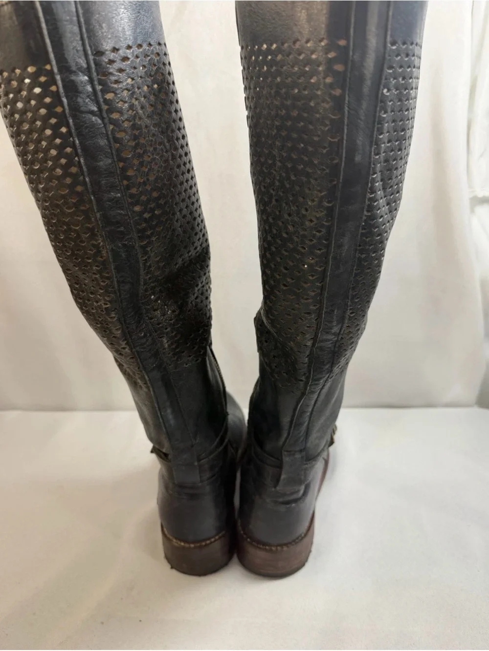 Bed Stu Rider Boots Women's Bench Made Distressed Side Zip Knee High Sz 7 EUC